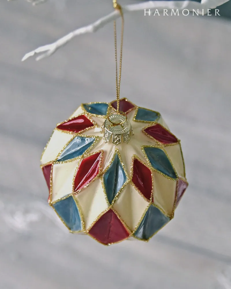 グラスダイヤオーナメント/マルチ2コセット8cm｜クリスマス雑貨の通販