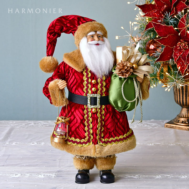 サンタクロースフィギュアレッド/グリーンギフトバッグ45cm｜クリスマス雑貨の通販 ハルモニア web store（旧マテリ）