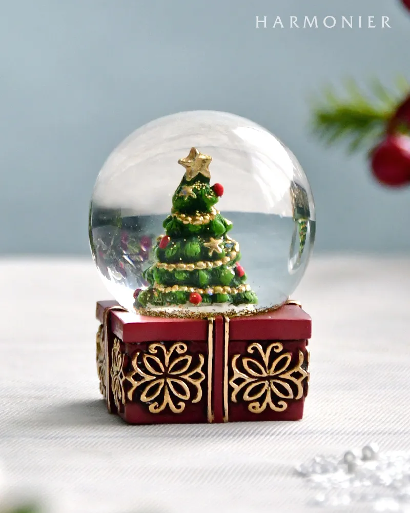 ミニスノードーム/ギフトボックスツリー（レッド/グリーン