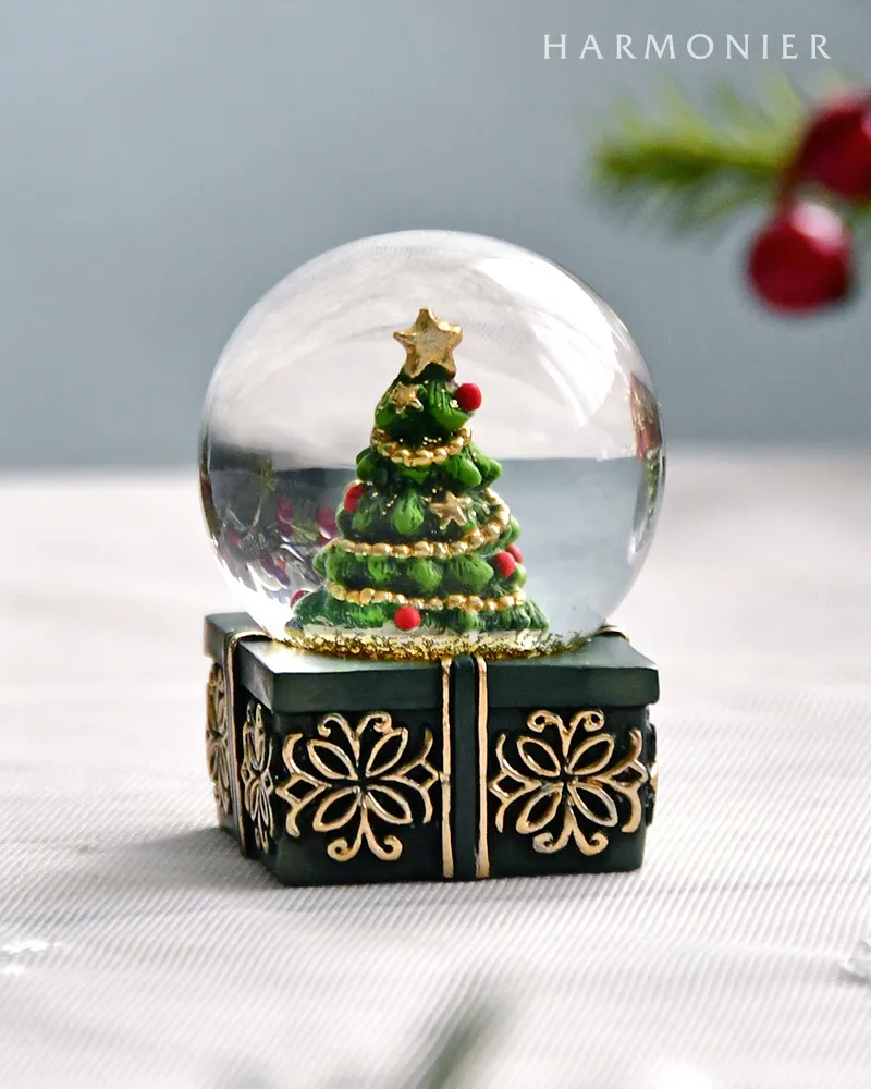 ミニスノードーム/ギフトボックスツリー（レッド/グリーン