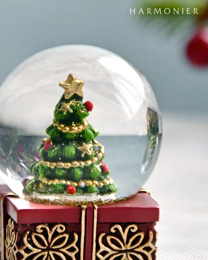 ミニスノードーム/ギフトボックスツリー（レッド/グリーン