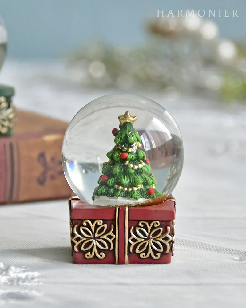 ミニスノードーム/ギフトボックスツリー（レッド/グリーン