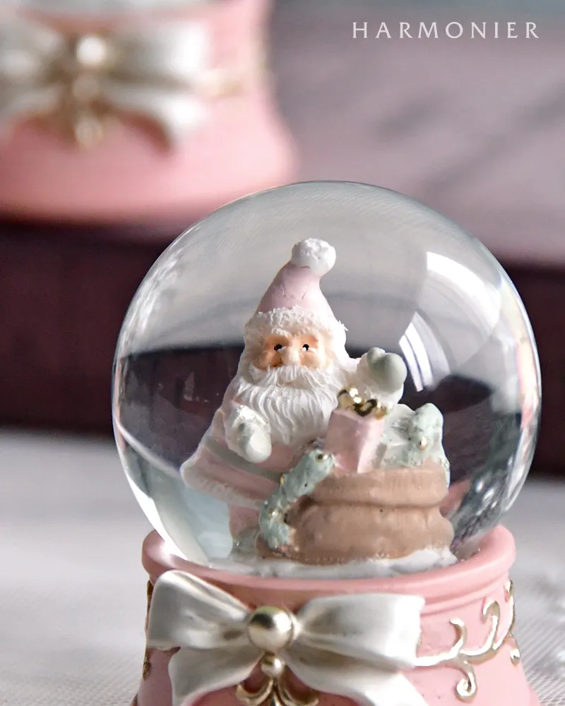 ミニスノードーム/パステルリボンベース（ツリー/サンタ＆スター