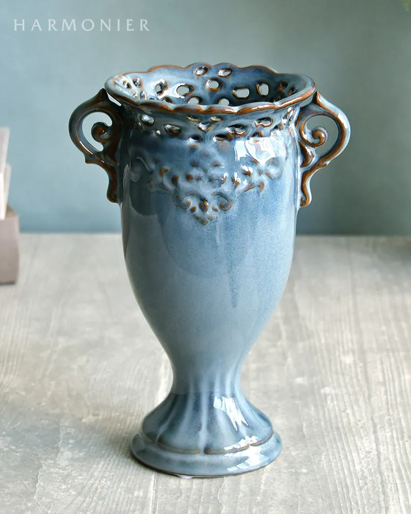 【廃盤】 ブルーエレファント フラワーベース 　花瓶 Blue Glass Bottle Flower Vase (ブルーガラスボトル フラワー