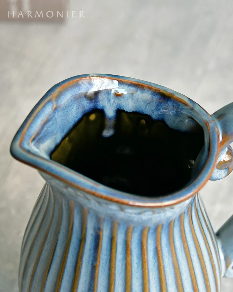 フルールフラワーベースハンドル/ブルーグレー｜輸入雑貨の通販 | 輸入