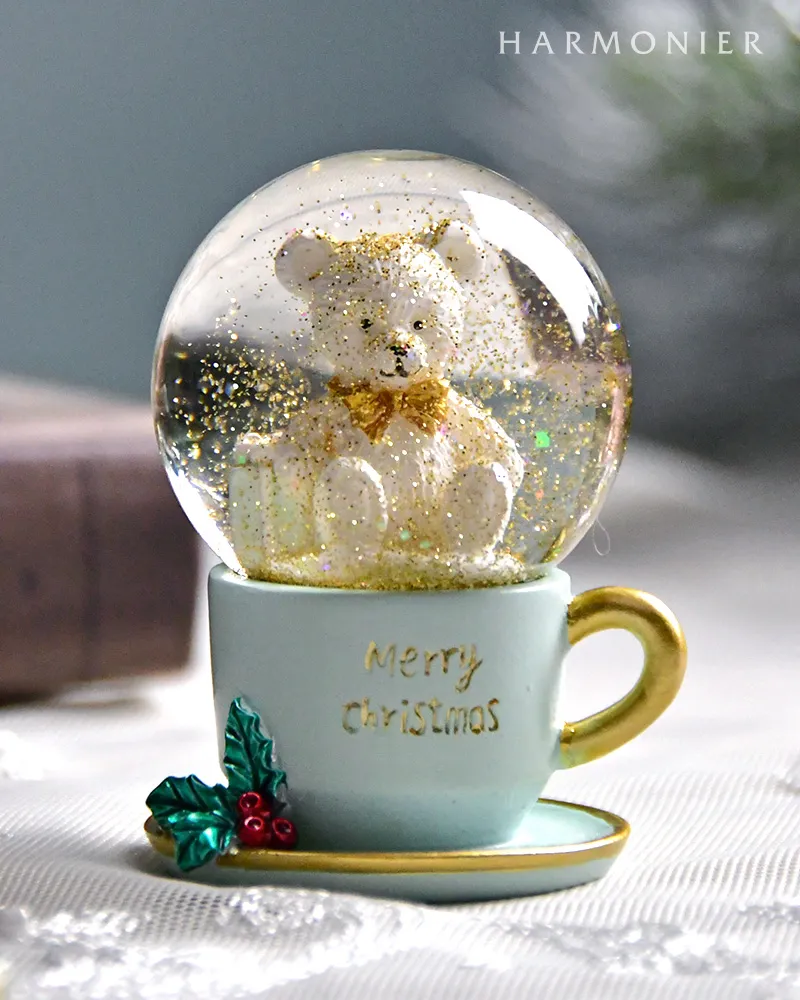 ミニスノードーム/ティーカップベアー（ピンク/ミント