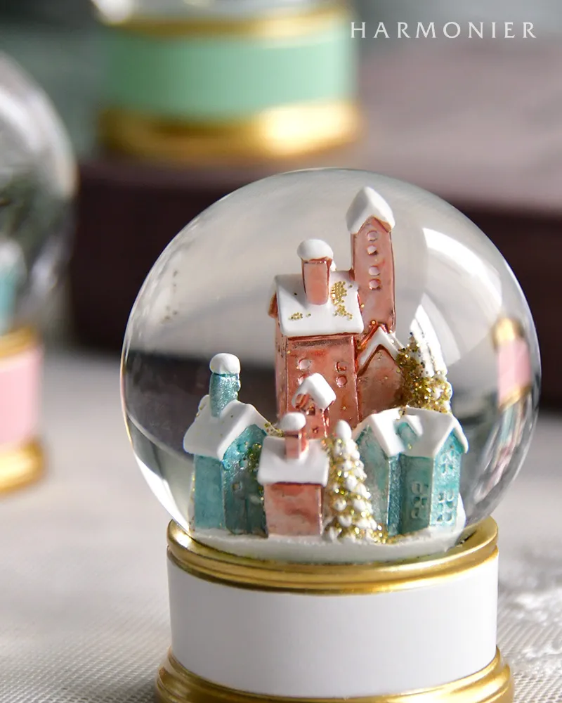 ミニスノードーム/パステルビレッジ（ピンク/グリーン/ホワイト