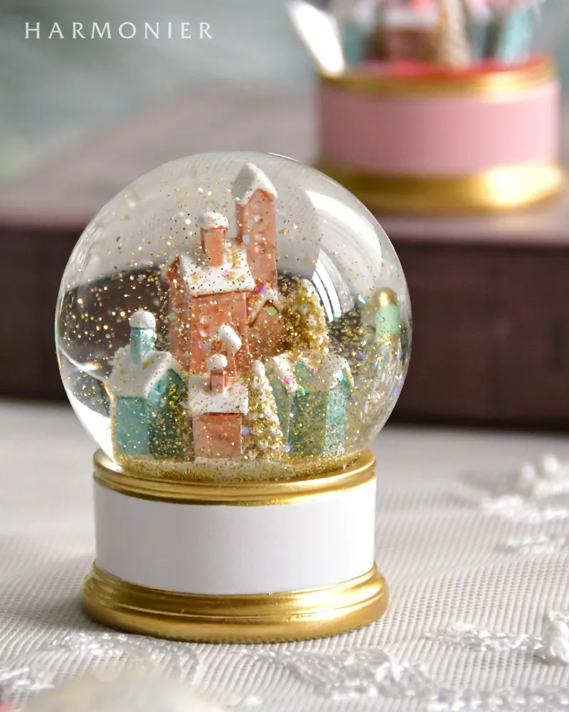 ミニスノードーム/パステルビレッジ（ピンク/グリーン/ホワイト