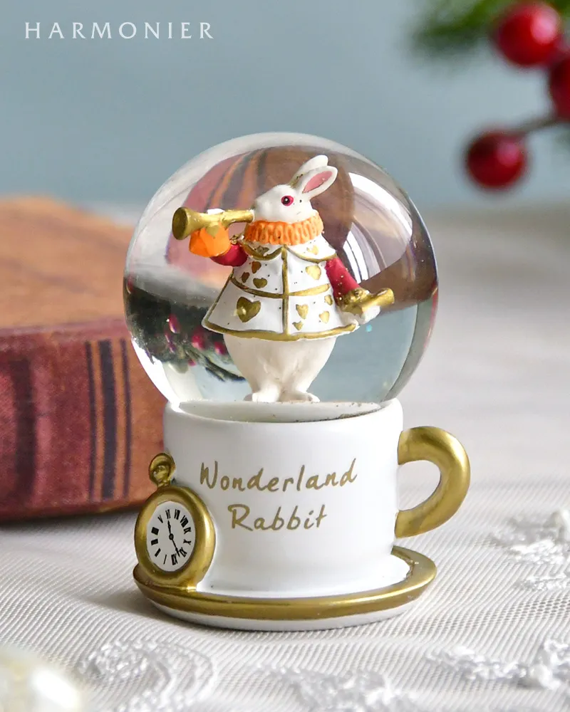 ワンダーラビットティーカップミニスノードーム（レッド/ホワイト