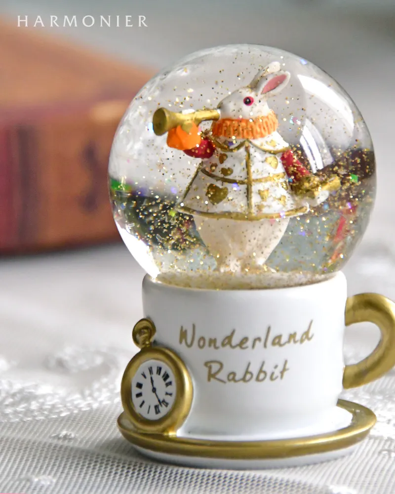 ワンダーラビットティーカップミニスノードーム（レッド/ホワイト