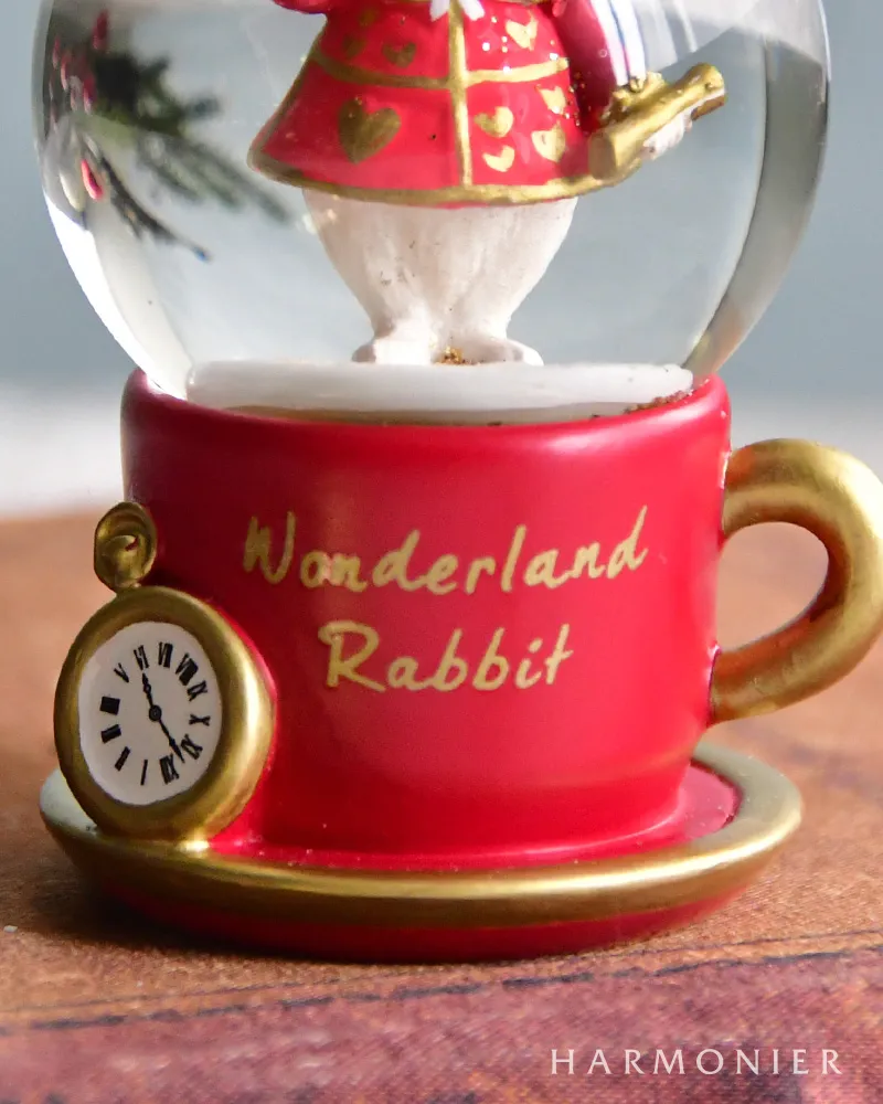 ワンダーラビットティーカップミニスノードーム（レッド/ホワイト