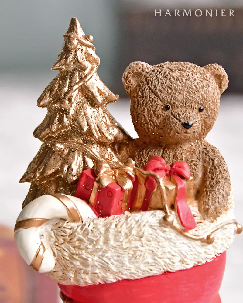 ベアインブーツオブジェ（レッド/グリーン）｜クリスマス雑貨の通販