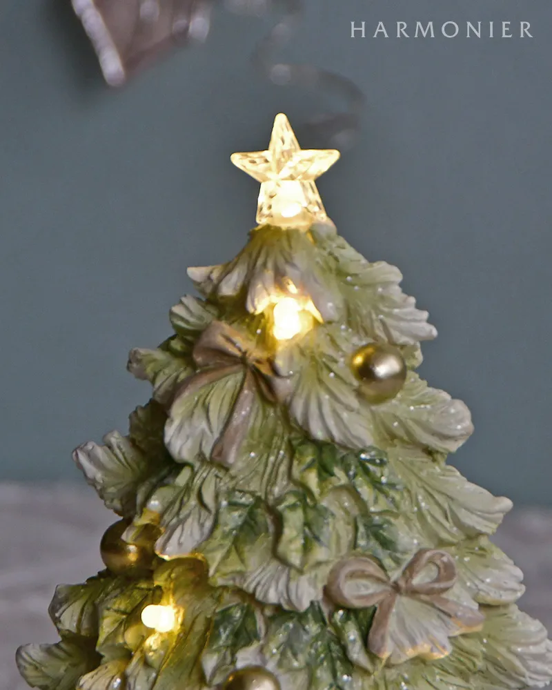 LEDクリームグリーンツリーオブジェ｜クリスマス雑貨の通販 ハルモニア