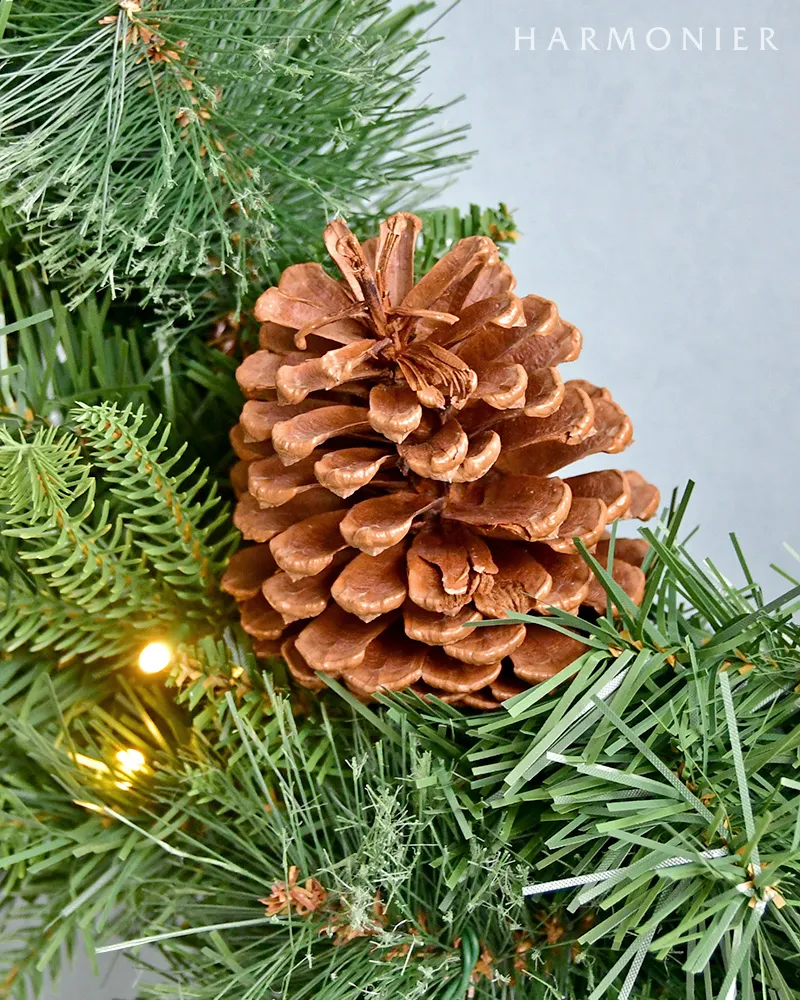 パインコーンLEDリース55cm※電池式｜クリスマス雑貨の通販 ハルモニア