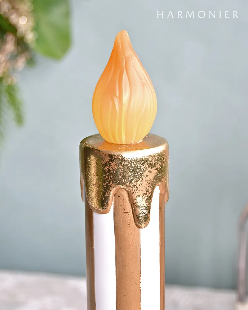 ハルモニア　LEDキャンドルオブジェ/ストライプ37cm（R） LEDキャンドルオブジェ/ストライプ｜クリスマス雑貨の通販 ハルモニア