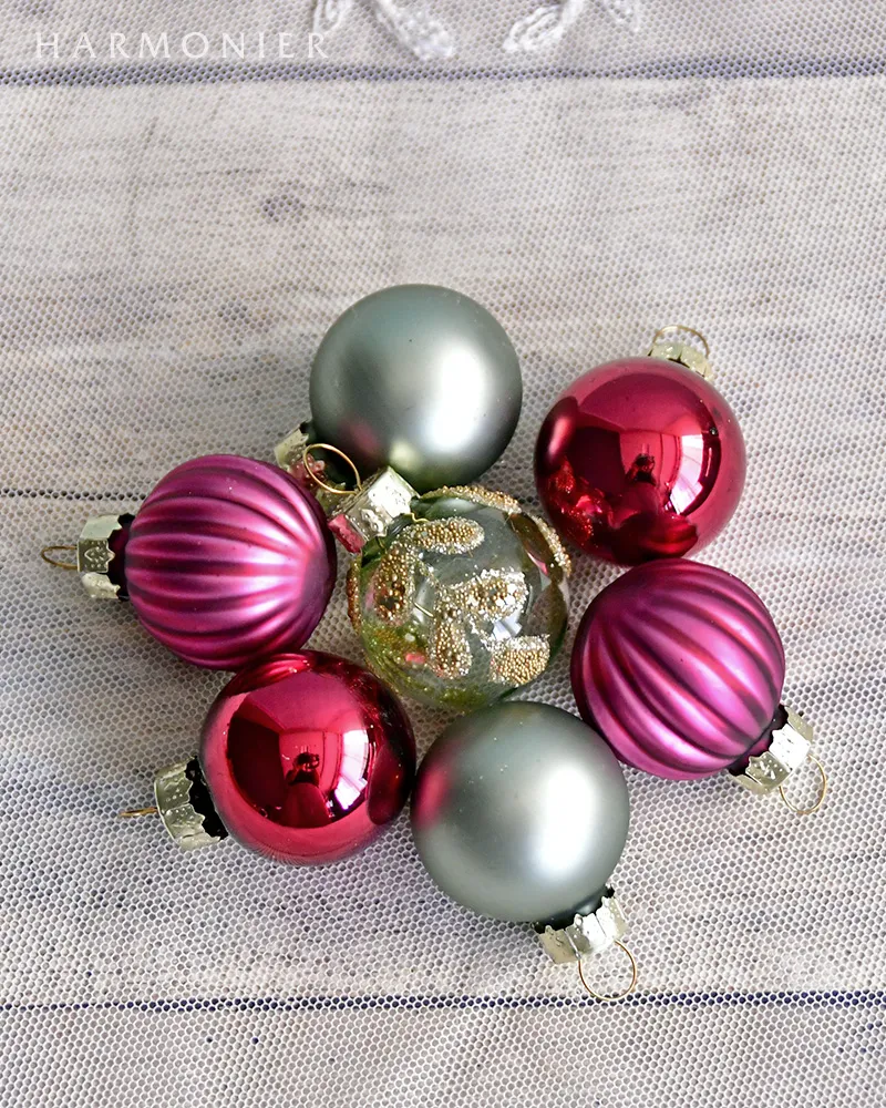 ミニグラスボールセット/ミントミックス3cm11コ入り｜クリスマス雑貨の