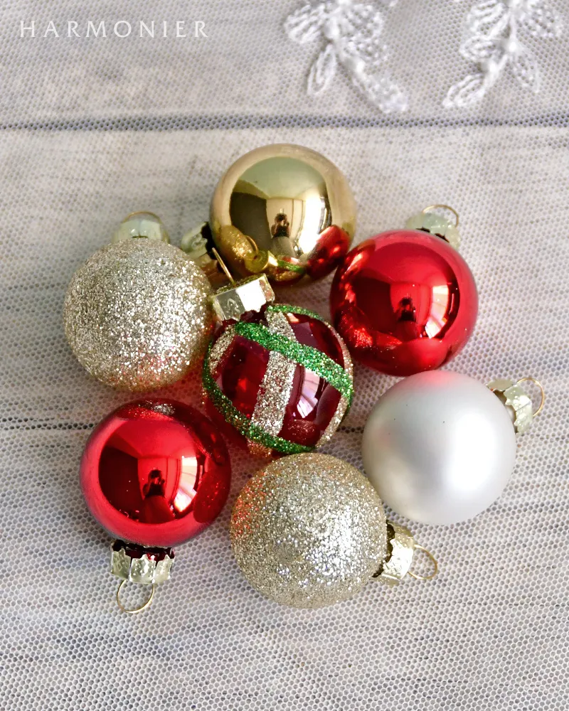 ミニグラスボールセット/ゴールドミックス3cm11コ入り｜クリスマス雑貨