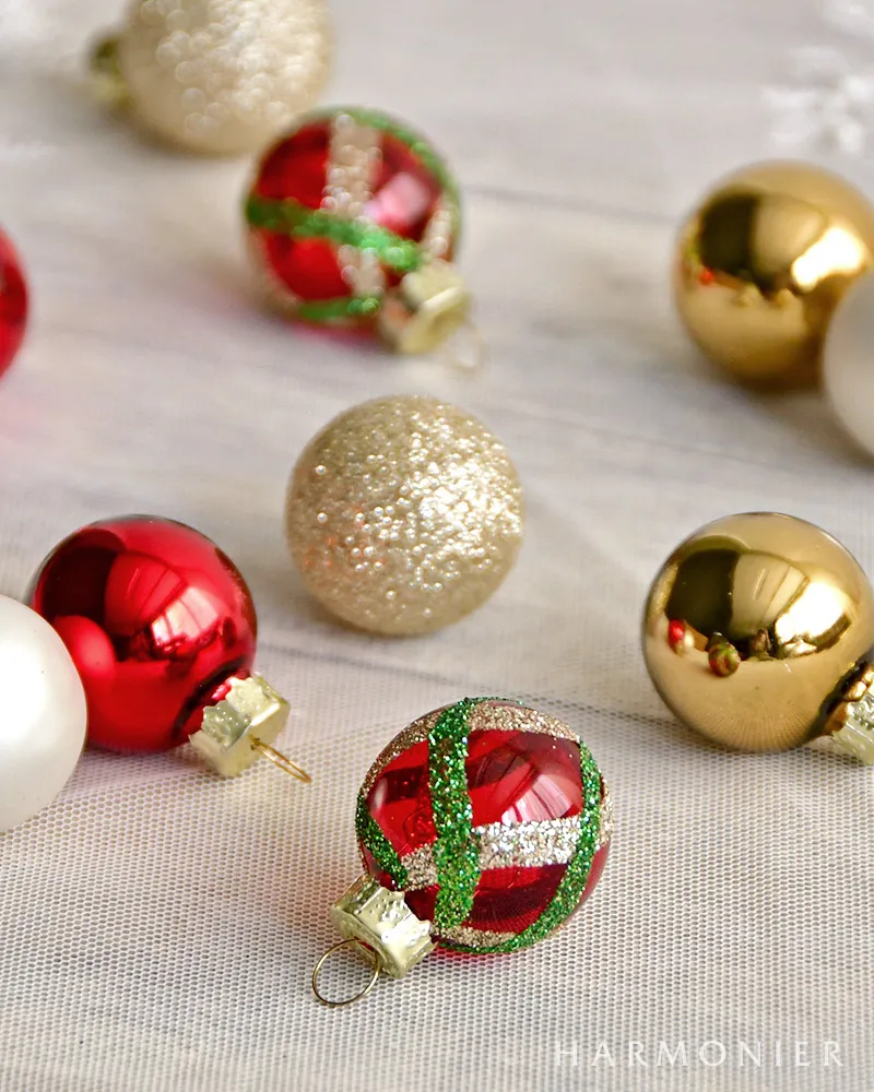 ミニグラスボールセット/ゴールドミックス3cm11コ入り｜クリスマス雑貨