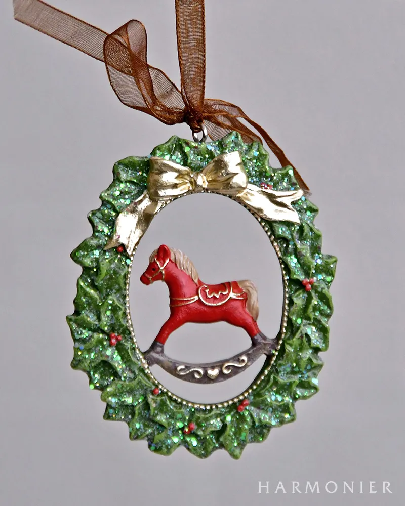 ミニリースサンタ&ホースオーナメント2コセット｜クリスマス雑貨の通販