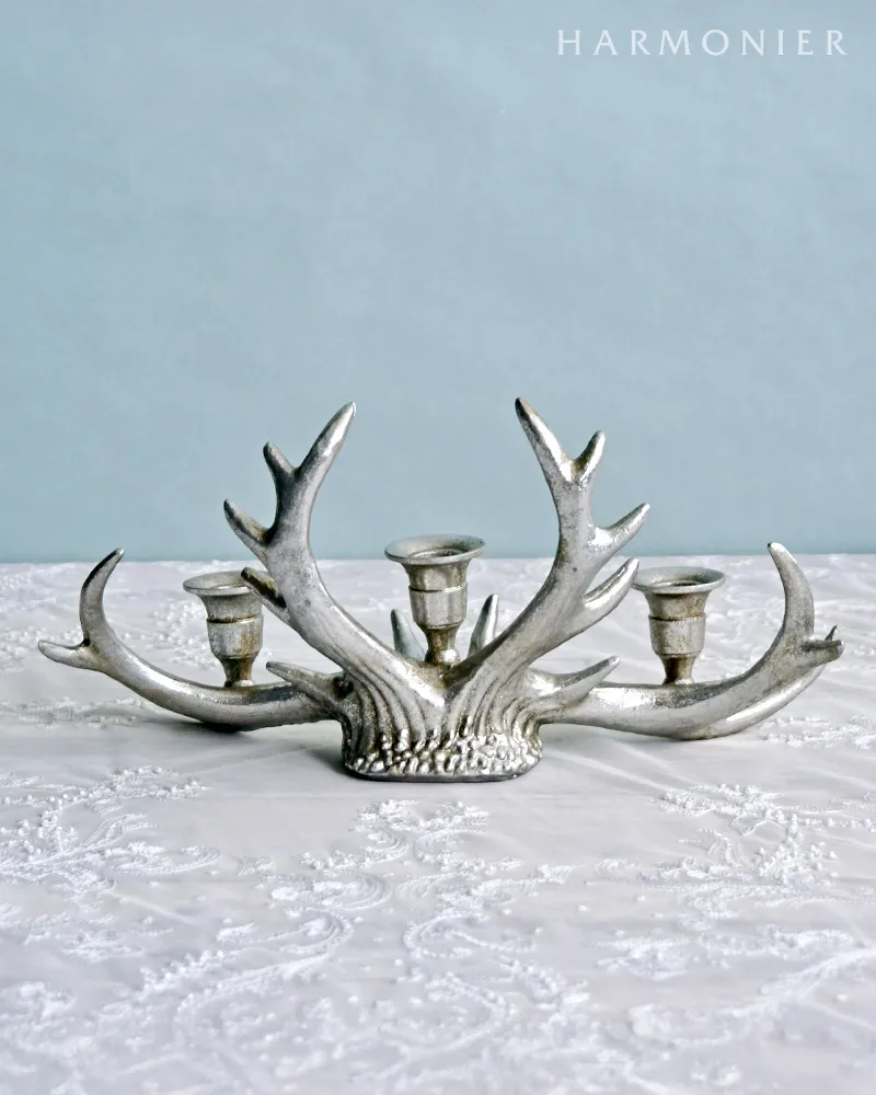 シルバーアントラーキャンドルホルダー｜クリスマス雑貨の通販