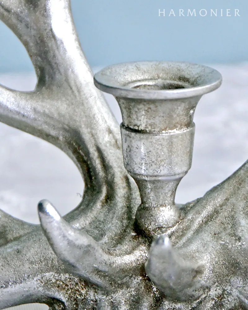 シルバーアントラーキャンドルホルダー｜クリスマス雑貨の通販