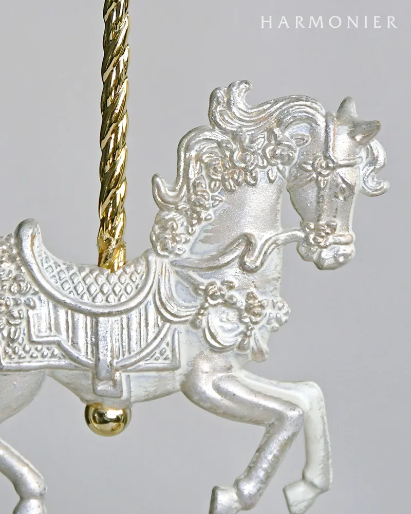 アンティークホワイトホースオーナメント2コセット｜クリスマス雑貨の