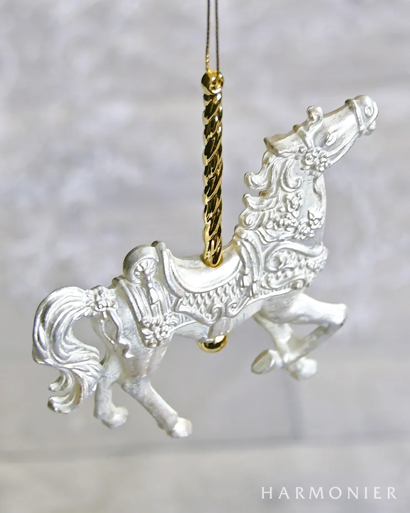 アンティークホワイトホースオーナメント2コセット｜クリスマス雑貨の