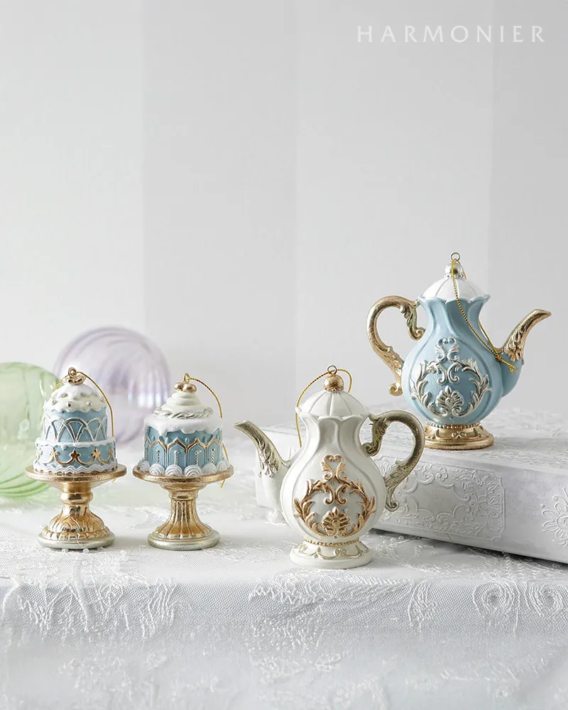 クラシカルティーポットオーナメント（ブルー/ホワイト）｜クリスマス