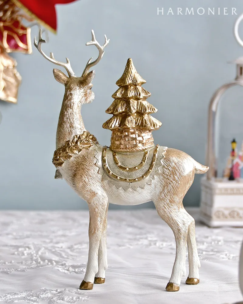 アンティークディア　白鹿　トナカイオブジェ トナカイ オブジェ エンブロイダリーディアホワイト