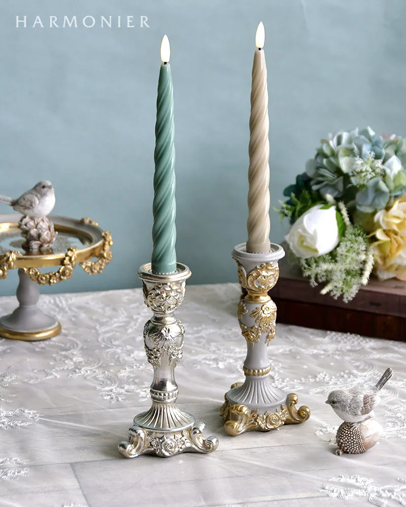 ローズテーパーキャンドルホルダー/グレイゴールド｜クリスマス雑貨の