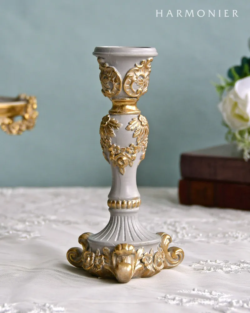 ローズテーパーキャンドルホルダー/グレイゴールド｜クリスマス雑貨の