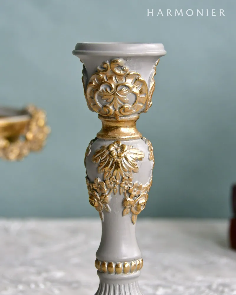 ローズテーパーキャンドルホルダー/グレイゴールド｜クリスマス雑貨の