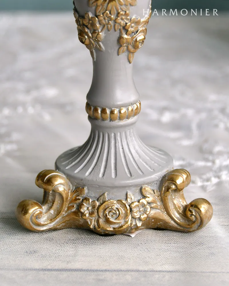 ローズテーパーキャンドルホルダー/グレイゴールド｜クリスマス雑貨の