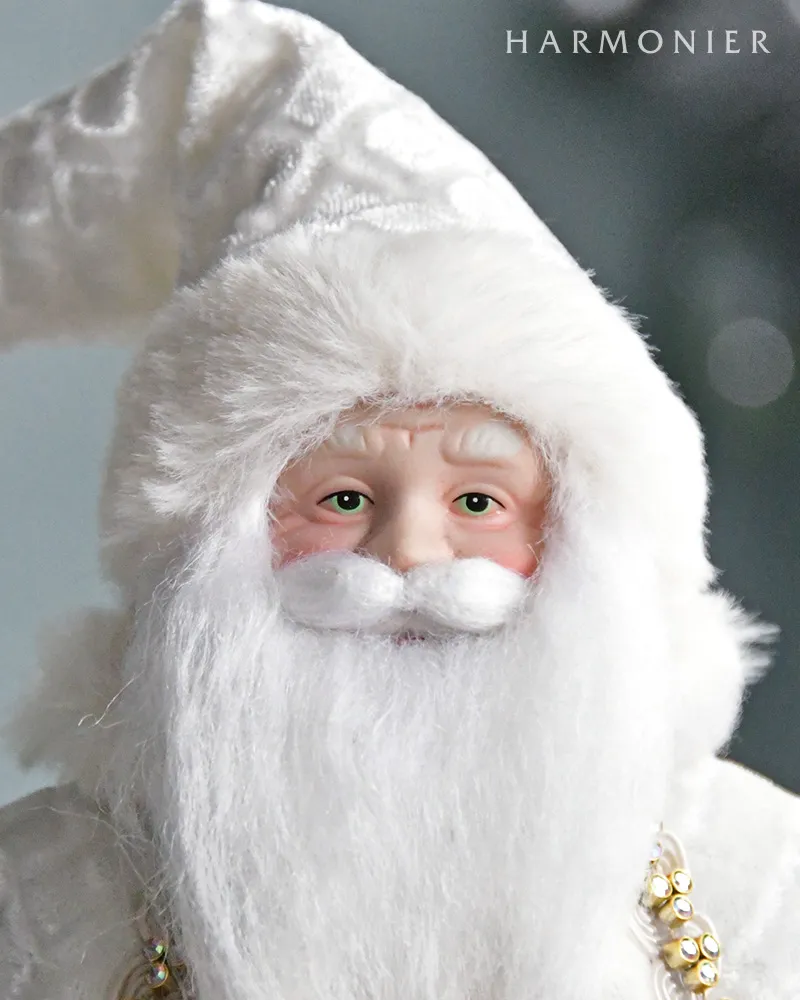 スモールサンタフィギュア/ホワイトロッキングホース｜クリスマス雑貨