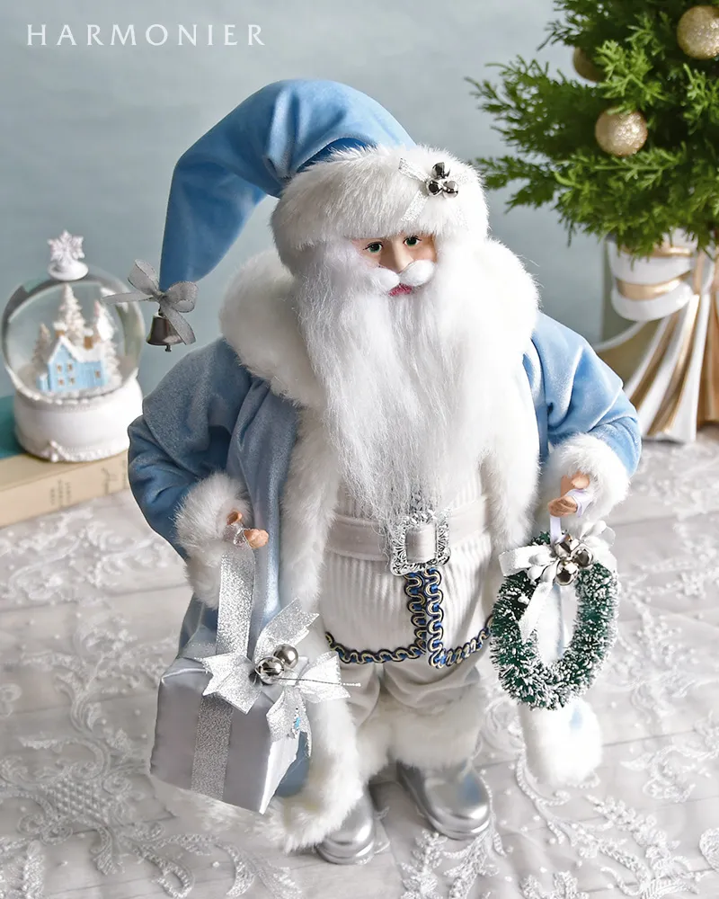 サンタクロースフィギュア/ウインターブルー50cm｜クリスマス雑貨の