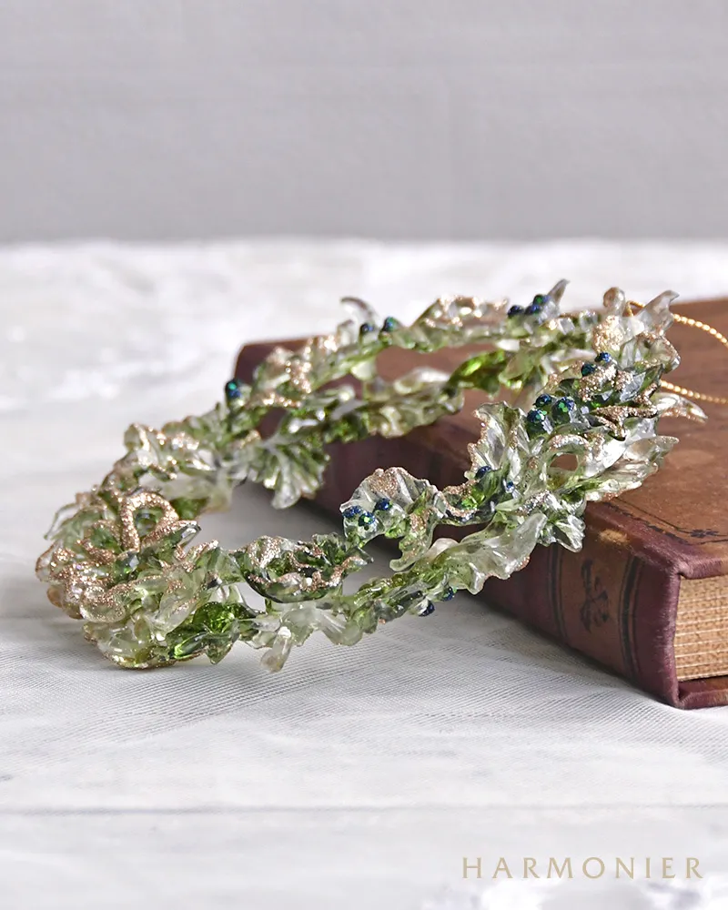 クリアーグリーンリーフミニリースオーナメント/グリーン｜クリスマス