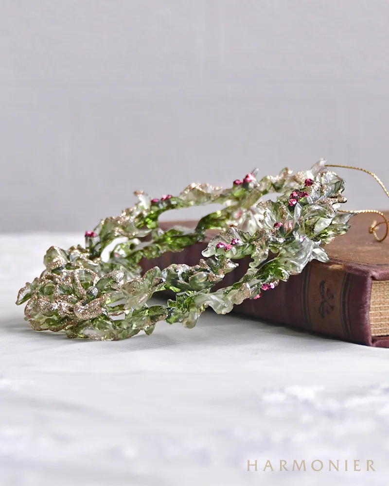 クリアーグリーンリーフミニリースオーナメント/ピンク｜クリスマス