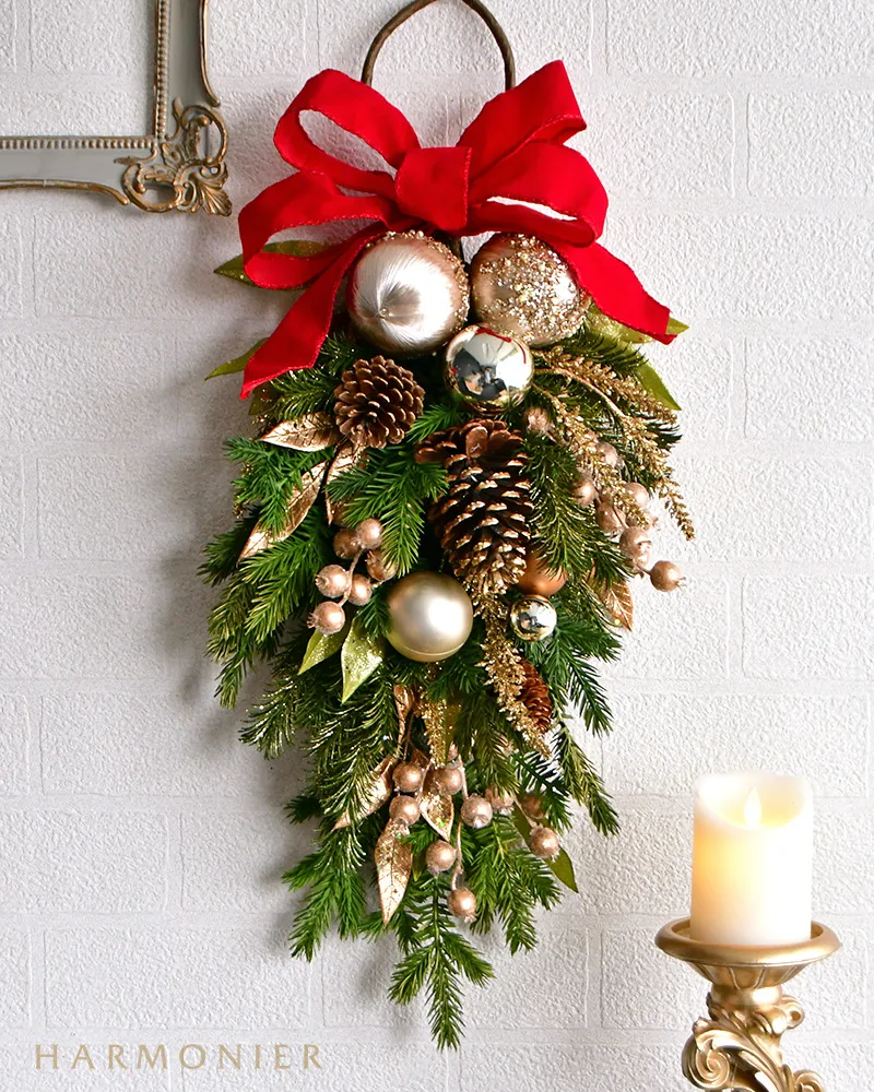 ゴールドボタニッククリスマススワッグ60cm｜クリスマス雑貨の
