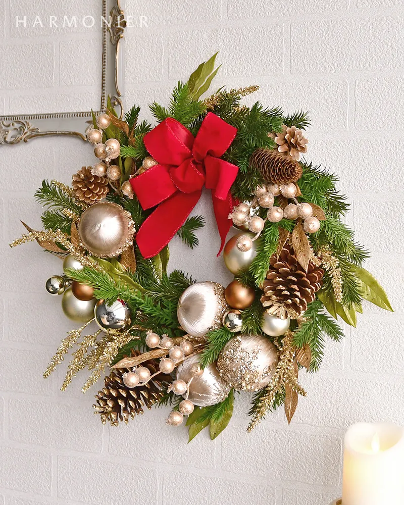 クリスマスリース　21センチ ゴールドボタニッククリスマスリース50cm｜クリスマス雑貨の通販