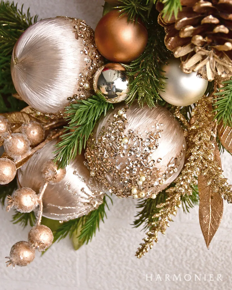 ゴールドボタニッククリスマスリース50cm｜クリスマス雑貨の通販