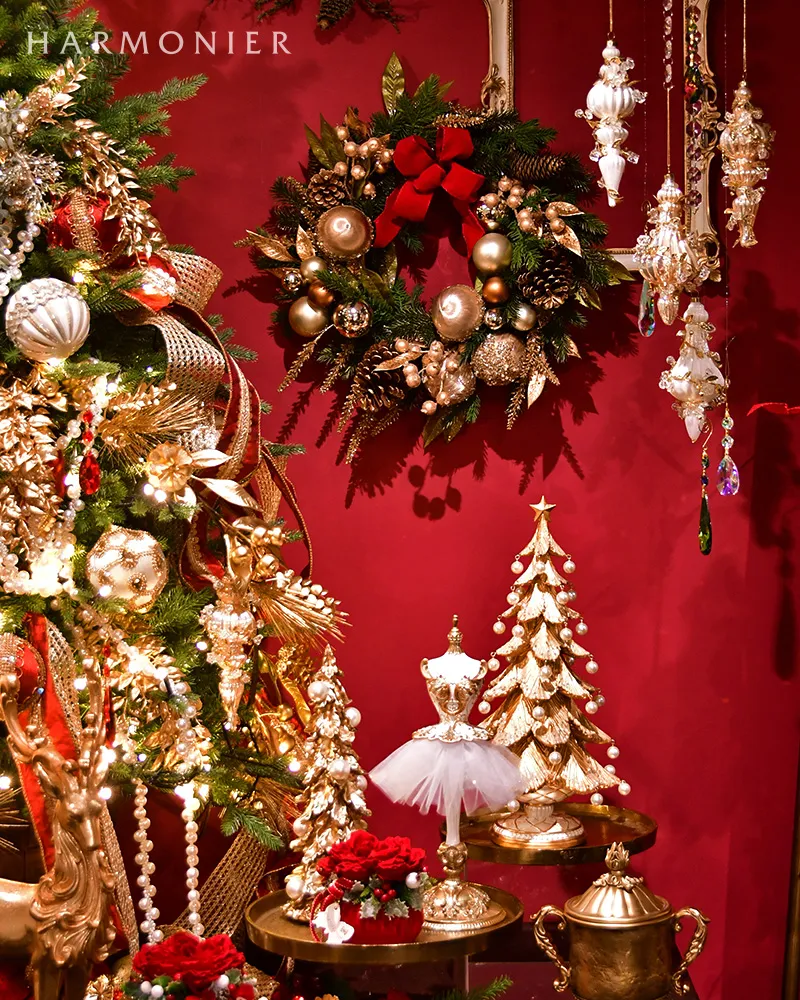 ゴールドボタニッククリスマスリース50cm｜クリスマス雑貨の通販