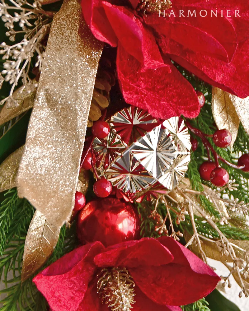 専用　クリスマス　スワッグ　レッド　2点 レッドマグノリアクリスマススワッグ60cm｜クリスマス雑貨の通販