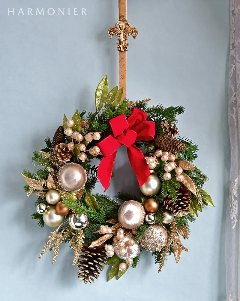 ゴールドリースドアハンガー｜クリスマス雑貨の通販 ハルモニア web