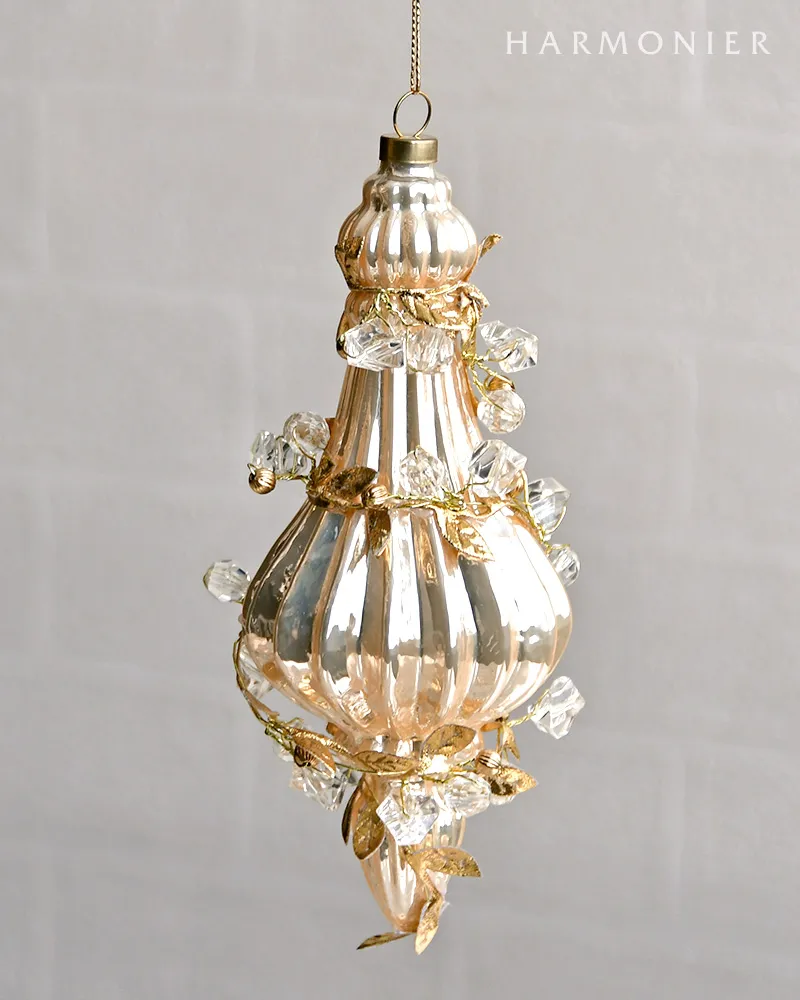 ビーズフィニアルガラスオーナメント/シャンパン（ロング/ショート