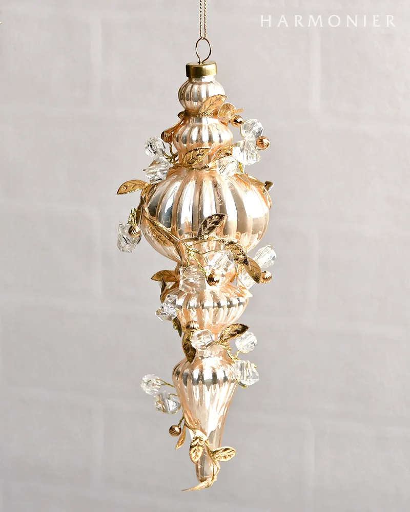 ビーズフィニアルガラスオーナメント/シャンパン（ロング/ショート