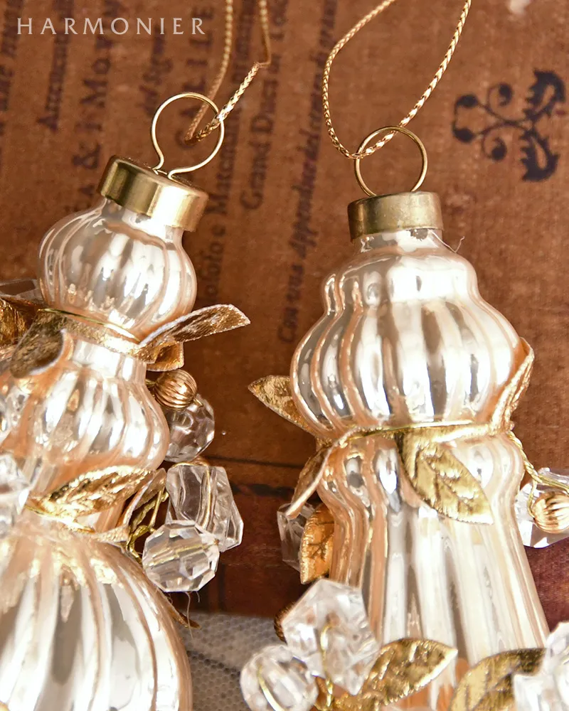 ビーズフィニアルガラスオーナメント/シャンパン（ロング/ショート