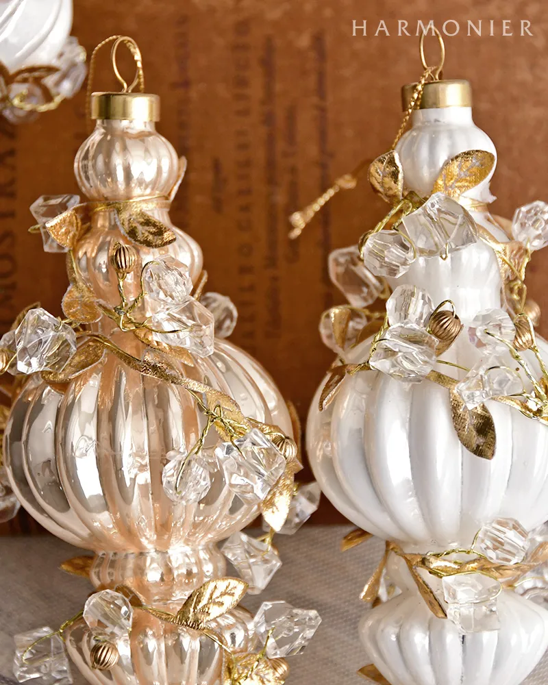 ビーズフィニアルガラスオーナメント/シャンパン（ロング/ショート