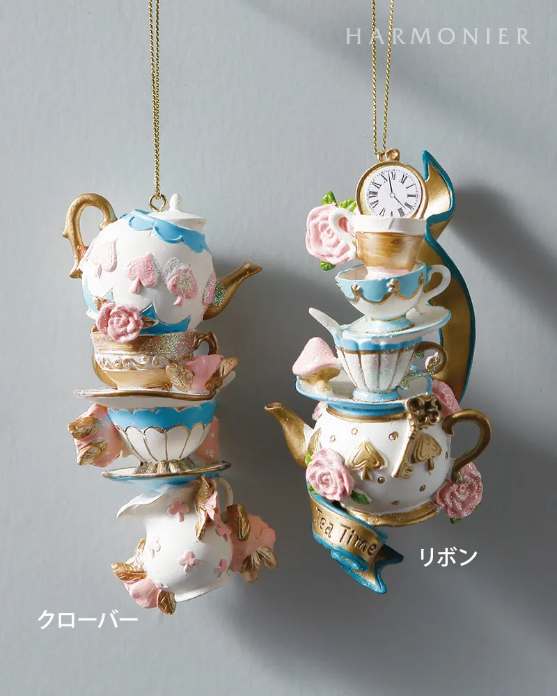ワンダーランドティーカップオーナメント/パステル（クローバー/リボン