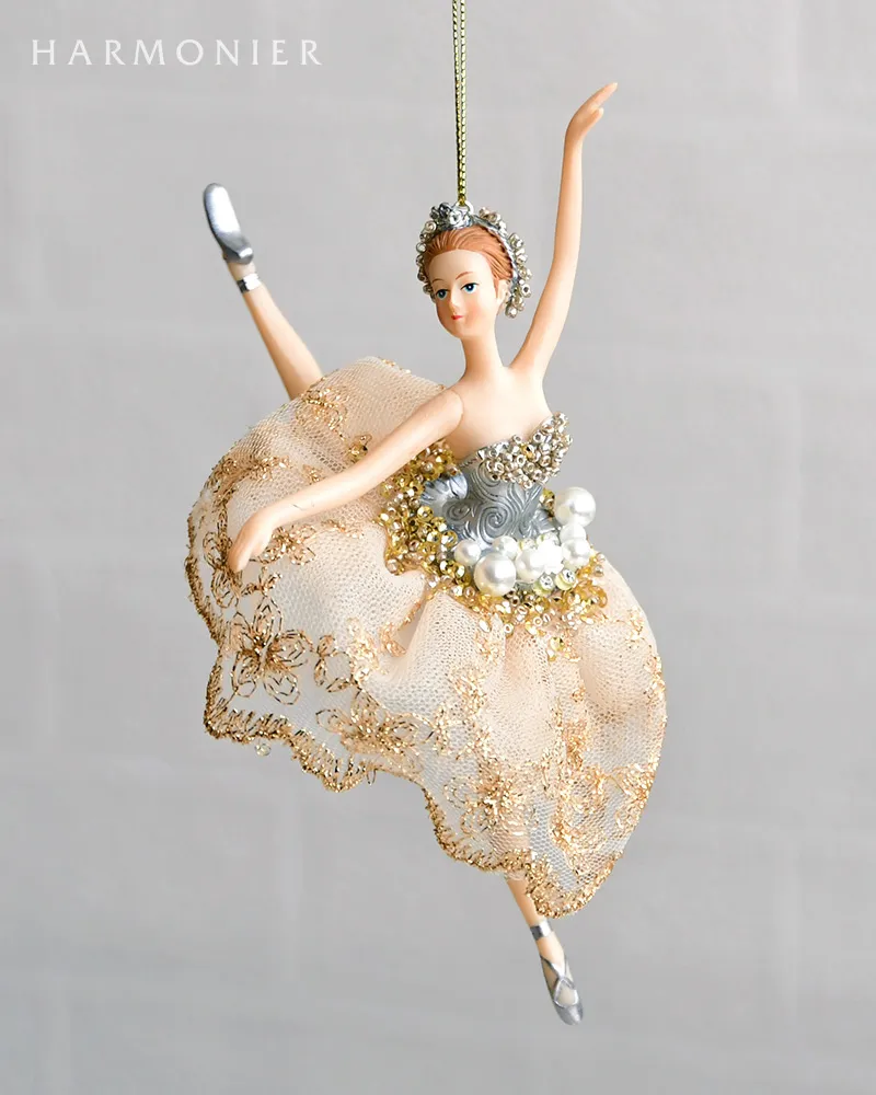 バレリーナオーナメント/ゴールドレース（ピンク/ブルー）｜クリスマス
