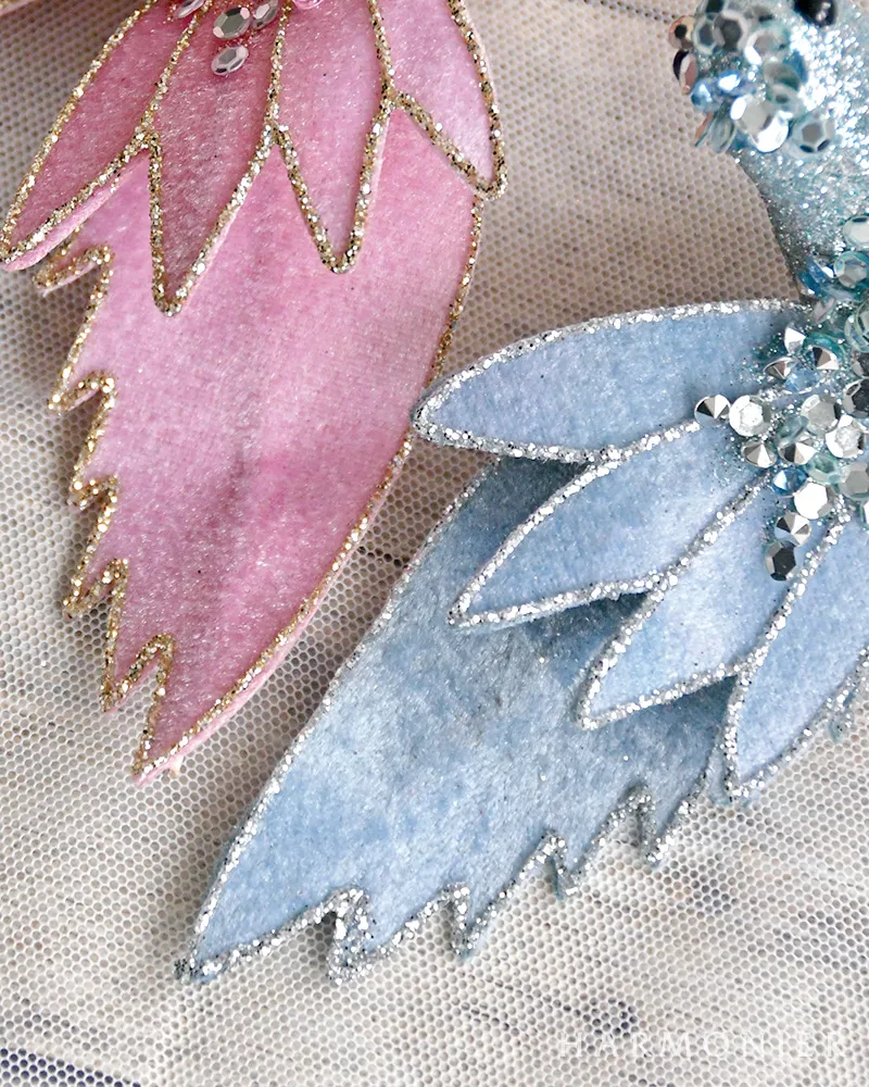 ベルベットハミングバードクリップ（ピンク/ブルー）｜クリスマス雑貨